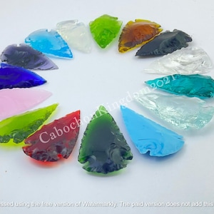 15 Piece Man-made Arrowhead Shape Glass Gemstone, Aero Head Crystals, Gemstone Arrow Head, Opalite Spear Heads Arrowhead, Loose Gemstone Lot