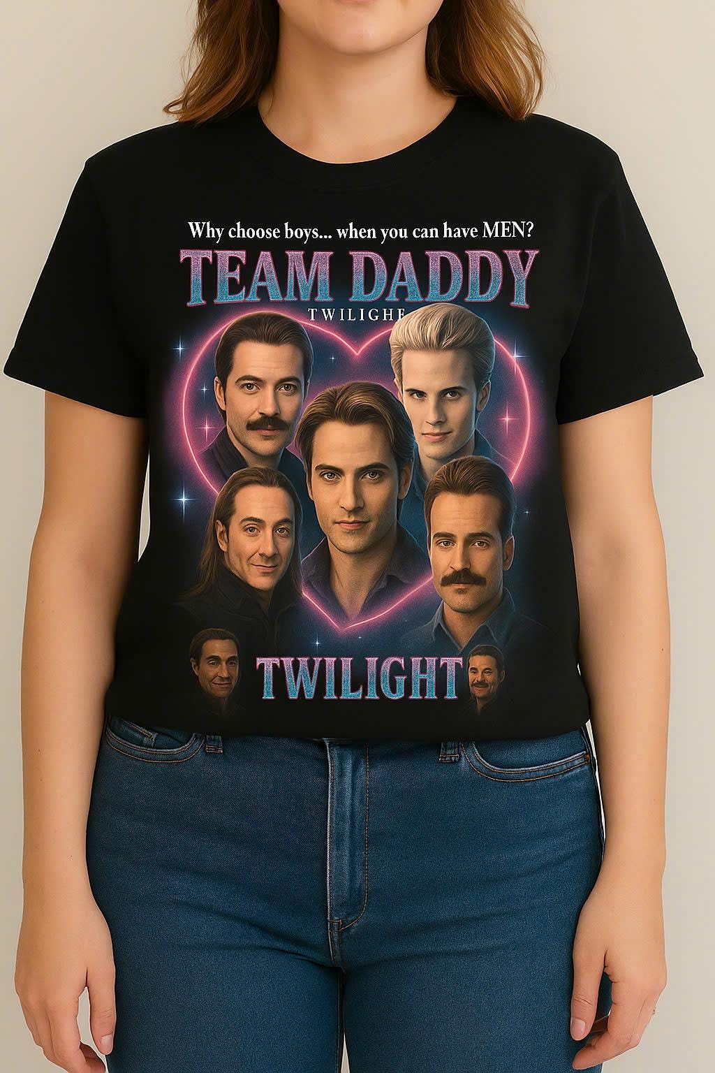 Team Daddy Twilight T-Shirt, Charlie Swan Carlisle Cullen Edward Cullen Tee, Vintage Y2K Twilight Saga, Funny Twilight Merch