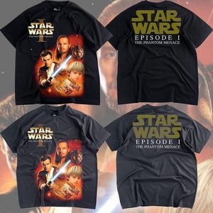Vintage Star Wars The Phantom Menace T-shirt, Disney Star Wars Galaxy&#39;s Edge Trip Padme Amidala Anakin Skywalker Shirt Qui-Gon Jinn Shirt