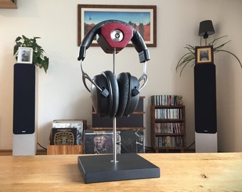 NEW! High-End / Premium headphone stand "El Templo XXV", Amaranth (Purpleheart)/Ebony/MDF, Hand Made in Austria, INDIVIDUAL PRODUCTION