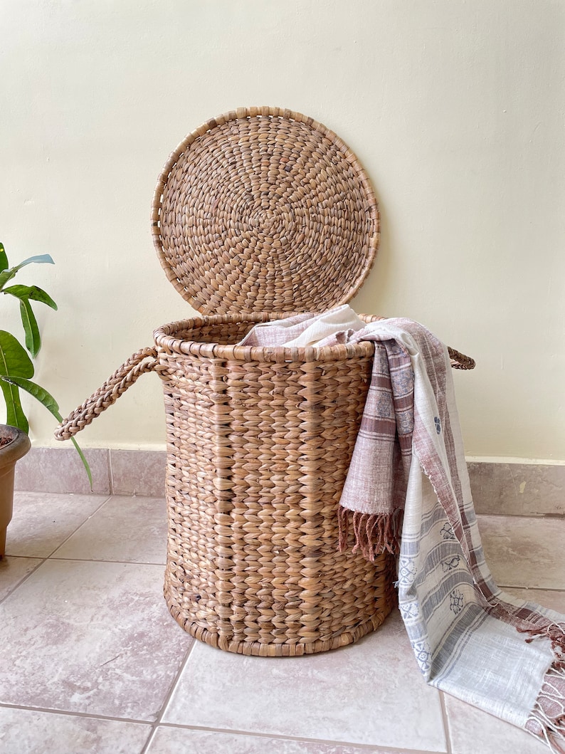 Water Hyacinth Laundry/Toy Basket 100% Handmade and Natural image 2