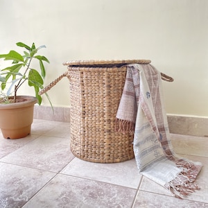 Water Hyacinth Laundry/Toy Basket 100% Handmade and Natural image 1
