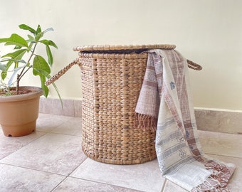 Water Hyacinth Laundry/Toy Basket - 100% Handmade and Natural