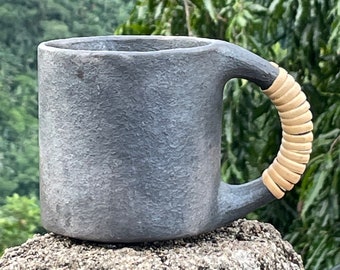 Longpi Clay Pottery Coffee Mug Set of 2 - 100% Natural and Handmade