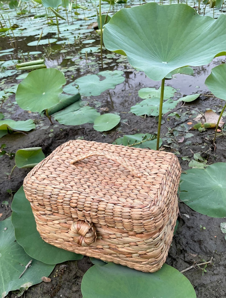 Multi utility Basket of Water Hyacinth Gift hamper basket, Toiletries, Cosmetics Basket Set of 2 Baskets image 5