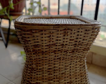Taburete de mimbre hecho a mano - 40 cm x 35 cm - Súper resistente