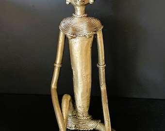 Dokra Tribal Woman Figurine: Handcrafted Brass Art Sculpture