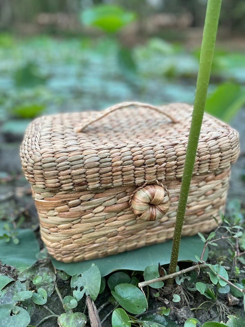 Multi utility Basket of Water Hyacinth Gift hamper basket, Toiletries, Cosmetics Basket Set of 2 Baskets image 2