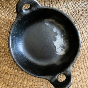 Sartén Kadhai Longpi de cerámica negra con asas laterales dobles: utensilios de cocina tradicionales artesanales imagen 3