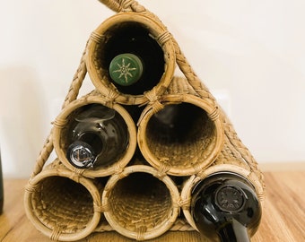 Wine Bottle Holder/Rack - Water Hyacinth - Handmade - Natural - Portable