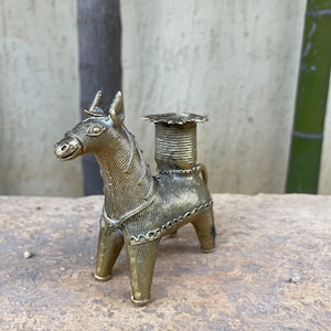Handcrafted Dhokra Art Horse Decorative Candle Stand