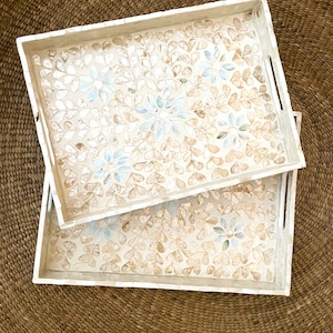 Mother of Pearl Rectangle Trays - Set of Two - High-End Lacquerware