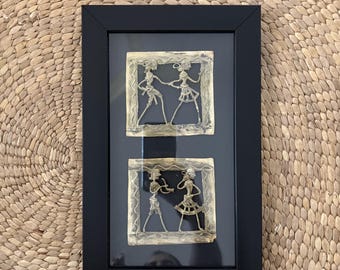 Handmade Dhokra Metal Wall Hanging: Traditional Indian Art in Wood Frame