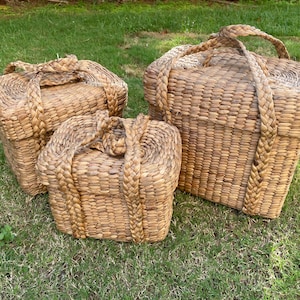Wasserhyazinthe Picknick / Strand / Poolkorb - 100% natürlich und handgefertigt - Set aus 3 verschiedenen Größen