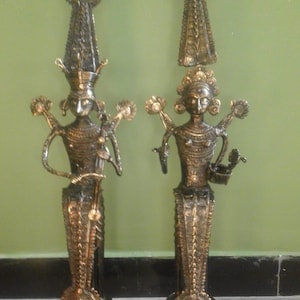 Handcrafted Dhokra Metal Art Tribal  Figurine - Jhitku and Mitku