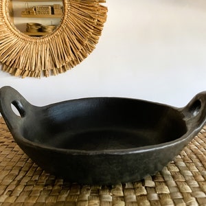 Sartén Kadhai Longpi de cerámica negra con asas laterales dobles: utensilios de cocina tradicionales artesanales imagen 5