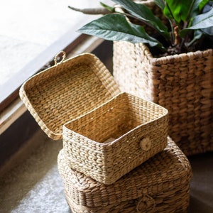 Multi utility Basket of Water Hyacinth Gift hamper basket, Toiletries, Cosmetics Basket Set of 2 Baskets image 1