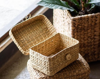 Multi utility Basket  of Water Hyacinth - Gift hamper basket, Toiletries, Cosmetics Basket - Set of 2 Baskets