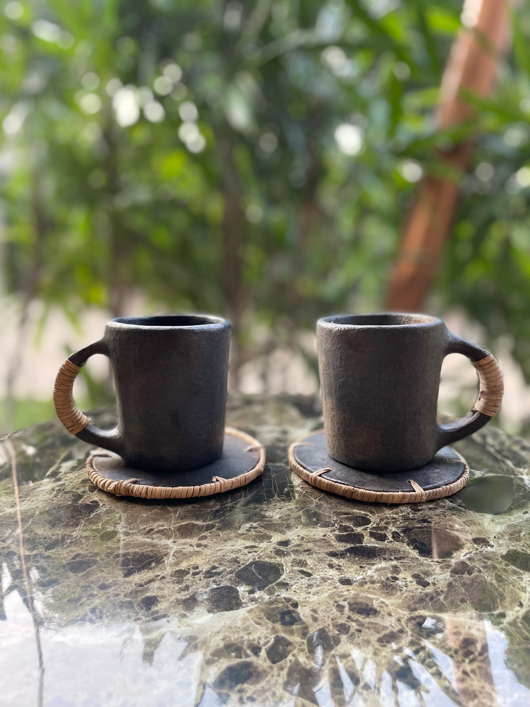 Longpi Pottery Tasse à Café et Sous-Verre Ensemble de 2