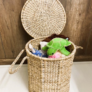 Water Hyacinth Laundry/Toy Basket 100% Handmade and Natural image 3