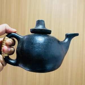 Longpi Black Pottery Small Tea Set - 1 Teapot + 2 Tea cups - 100% Natural