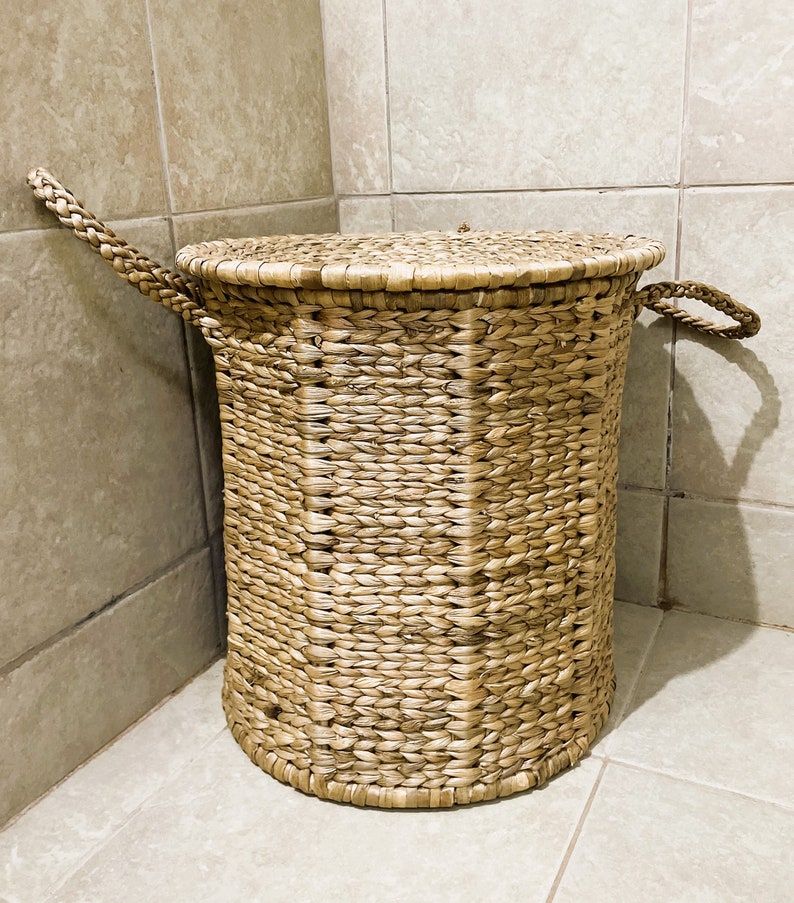 Water Hyacinth Laundry/Toy Basket 100% Handmade and Natural image 5