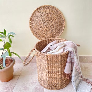 Water Hyacinth Laundry/Toy Basket 100% Handmade and Natural image 7