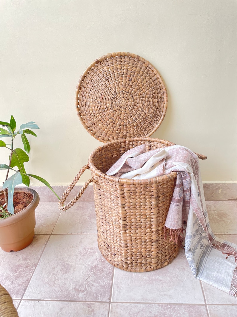 Water Hyacinth Laundry/Toy Basket 100% Handmade and Natural image 7