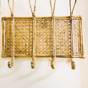 Smoked Cane Hanger with 8 Slots and Intricate Cane Weaving  100% Handmade and Natural