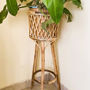 Rattan Plant Stand 100% Handmade and Natural - Set of 2