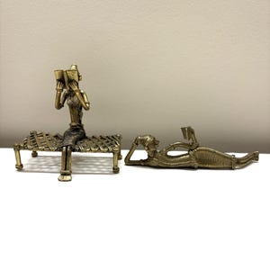 Handcrafted Dokra Metal Reading Ladies Set – Traditional Indian Art, 11 cm and 15.5 cm