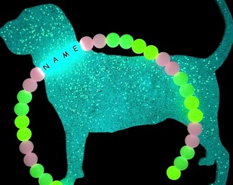 Personalized Silicone Glow in the Dark Custom Safety Dog Collar NecklacePersonalized Silicone Glow in the Dark Safety Dog Collar Necklace