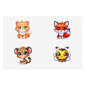 Cute Animal Sticker Sheets for Kids, Fun Party Favors, Scrapbooking, Journaling, Cute Decor