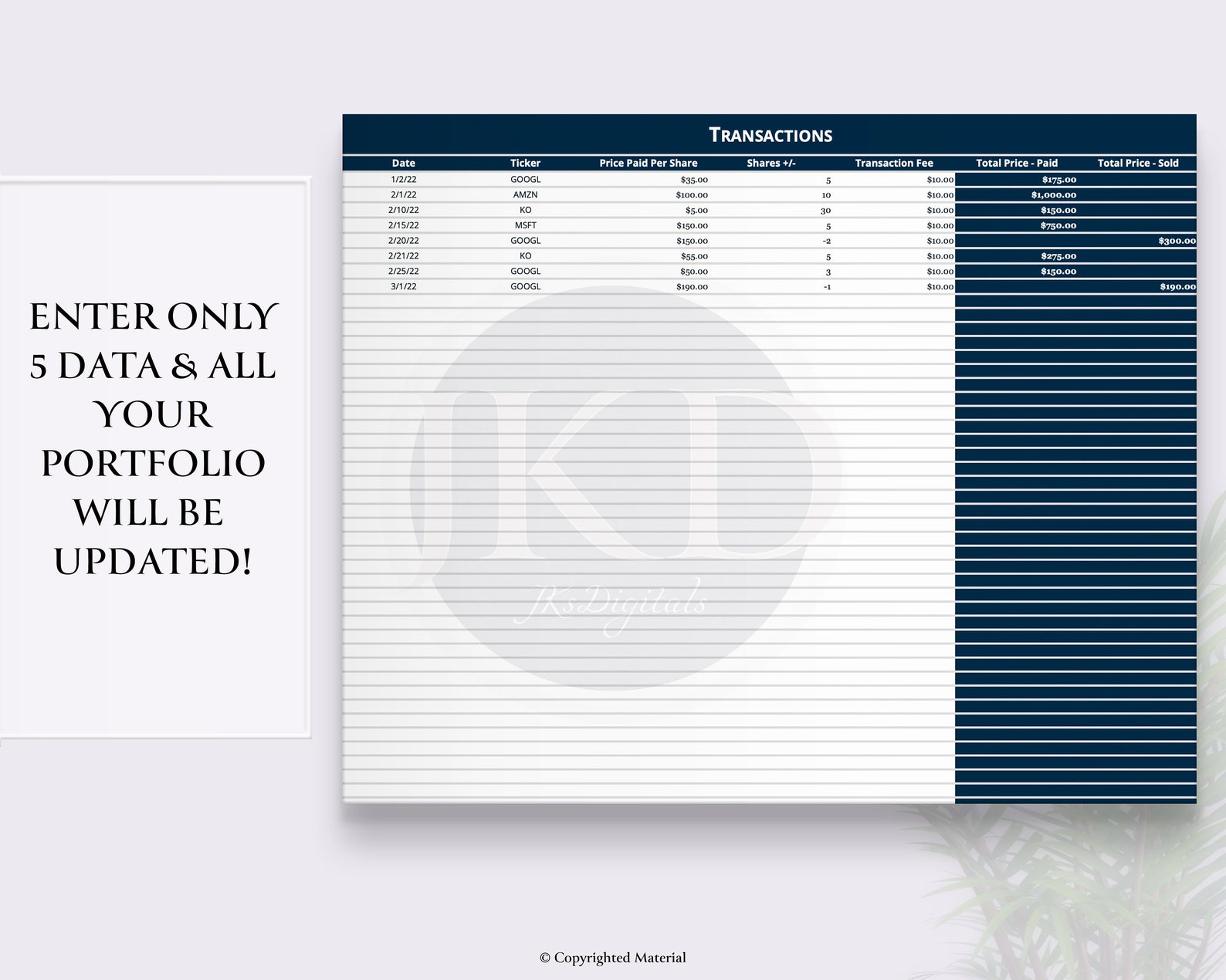 Stock Portfolio, Stock Watchlist, Investment Tracker, Stock Tracker