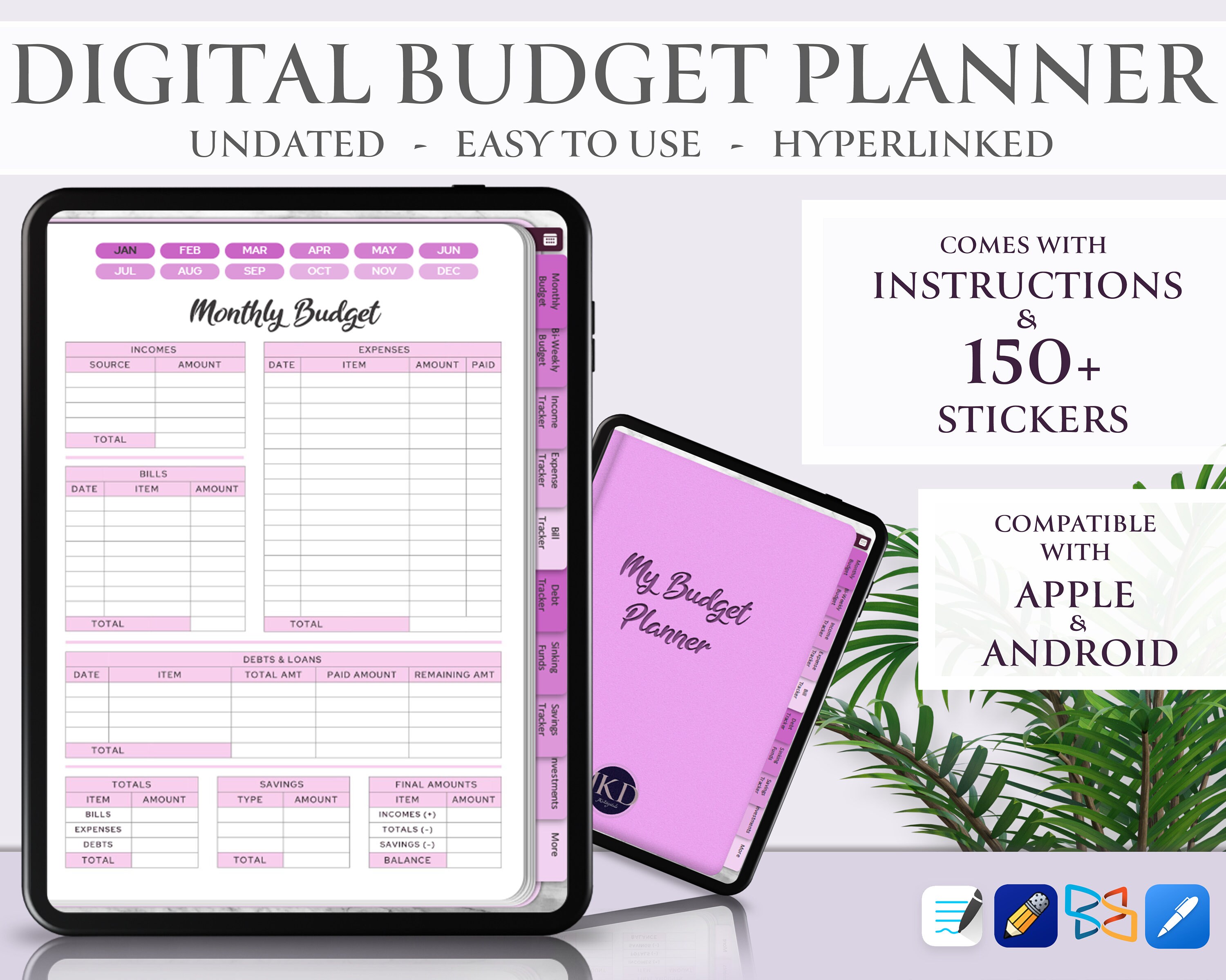 Calendars & Planners Debt Tracker Finance Planner Printable Budget ...
