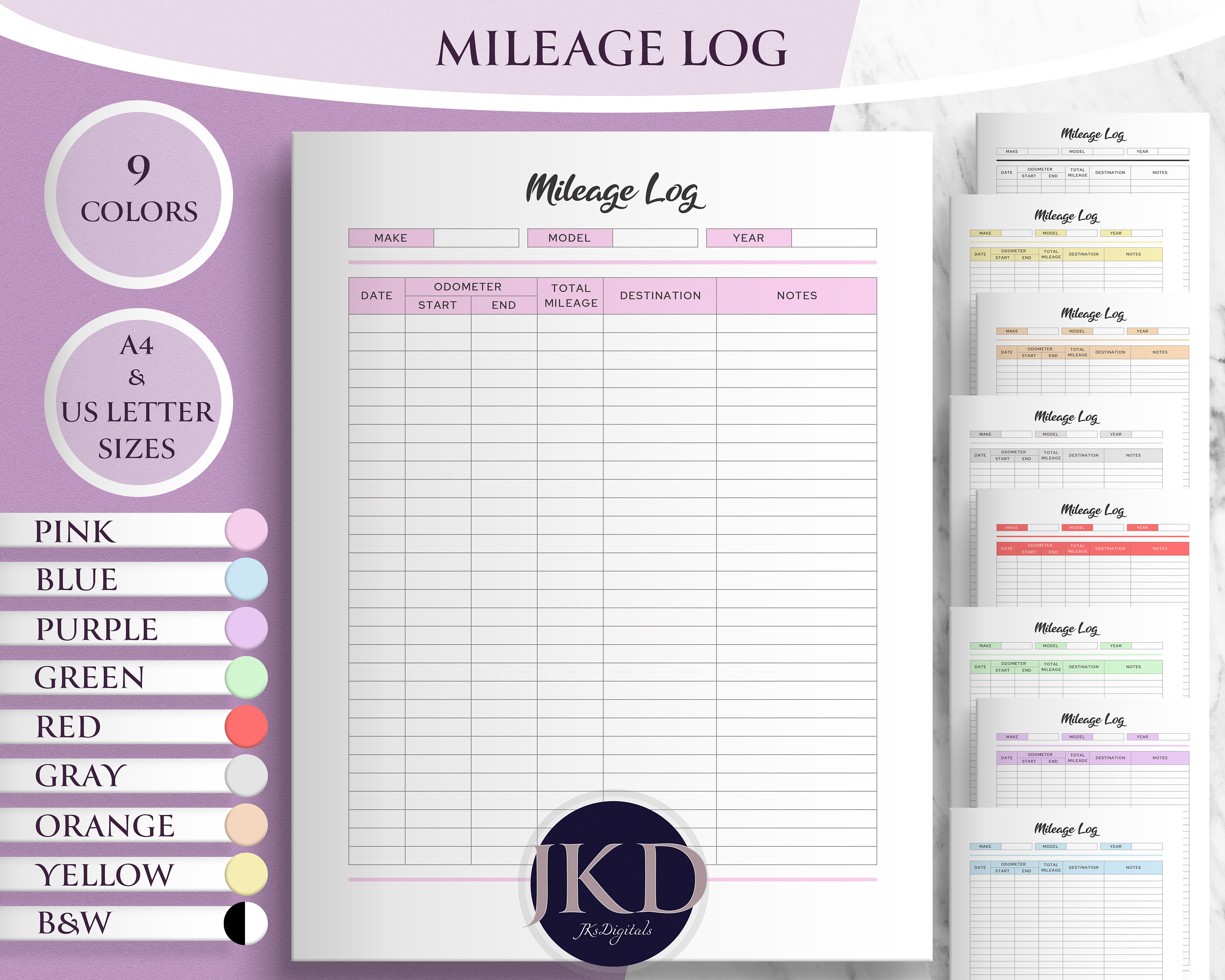 Printable Mileage Log Mileage Tracker Expense Tracker for - Etsy