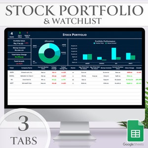 Stock Portfolio, Stock Watchlist, Investment Tracker, Stock Tracker, Stocks and Shares, Investment Dashboard, Google Sheets Tracker, Sheets