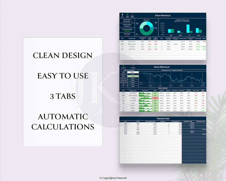 Stock Portfolio, Stock Watchlist, Investment Tracker, Stock Tracker