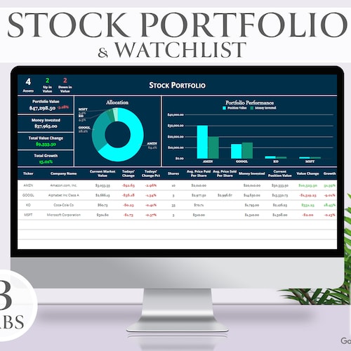 Stock Portfolio Stock Watchlist Investment Tracker Stock Etsy