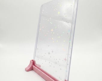 Pink Top loader Card Stand Holographic Stars Display Accessory Trading Card Pocket Monster