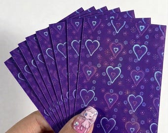 30 Pack Card Sleeves Purple Hearts Holographic Binder Accessory Trading Card Pocket Monster
