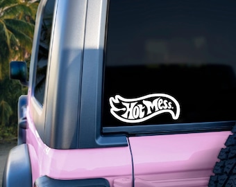 Hot Mess Heart Car Window Sticker | Cute Car Girl JDM E-Girl Aesthetic | Window Mirror Laptop Phone Case Sticker Vinyl Hot Wheels