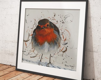 Robin Artwork - Canvas & print bird animal art in a range of sizes and styles - Robbie