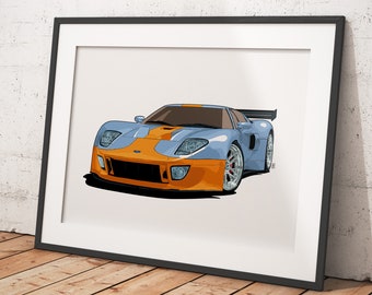 Ford GT Muscle Car in Gulf Racing livery