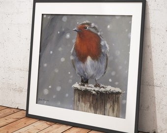 Robin Artwork - Canvas & print bird animal art in a range of sizes and styles - Reggie