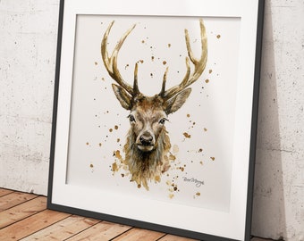 Stag Artwork - Canvas & print animal art in a range of sizes and styles - Silas