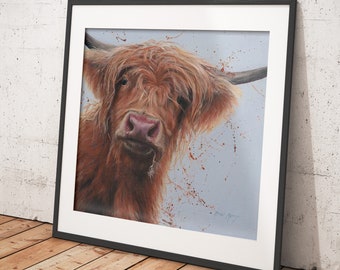 Highland Cow Artwork - Canvas & print farm animal art in a range of sizes and styles - Betsy