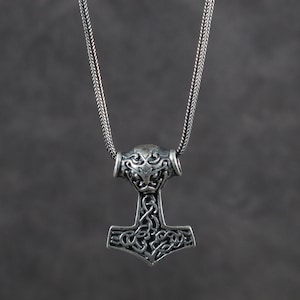 Thor&#39;s Hammer Necklace, Men&#39;s Viking Necklace, Sterling Silver Pendant, Unique Gift, Thor Hammer Pendant, Viking Jewelry, By Zone Aksesuar