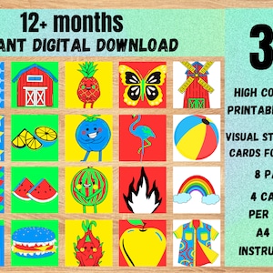 12+ MESI STAMPABILI Schede Flash sensoriali per bambini ad alto contrasto, Schede Montessori per la stimolazione della vista infantile, Download digitale