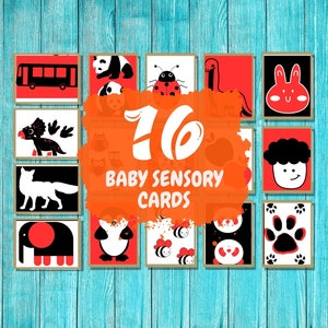 0-3 MOIS IMPRIMABLE Animaux Cartes pour bébé à contraste élevé, Cartes sensorielles Montessori pour la stimulation de la vision infantile, 16 cartes Téléchargement numérique